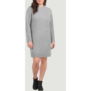 Dalia Wool Blend Women's M Gray Sweater Dress Long-Sleeve Crewneck  M0509